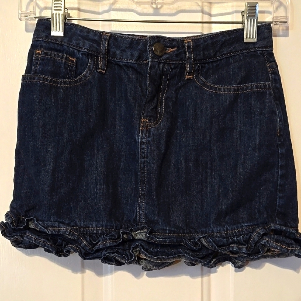 Gap Kids, Jean Skirt, Child's Sz 12, Ruffled Denim, 100% Cotton Skirt, Zipper